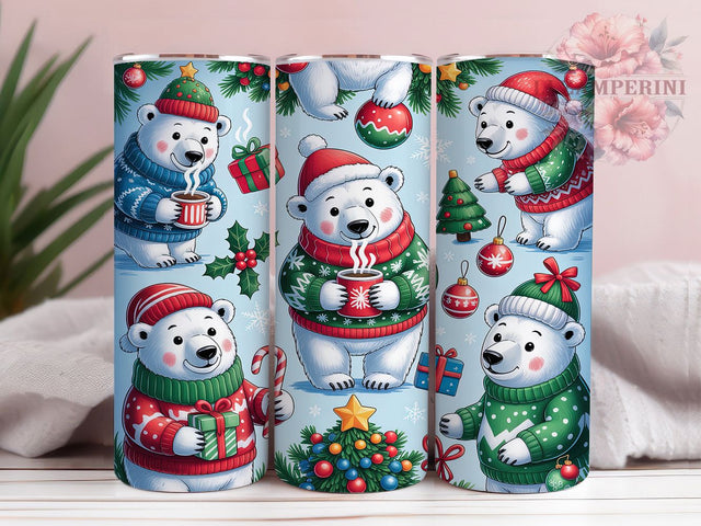 Cute Polar Bear Christmas Tumbler, Christmas Bear Wrap, Holiday Mug Design, Sublimation Wrap, Festive Drinkware, Cute Winter Gift, Arctic Christmas Cup Sublimation Li Zamperini 