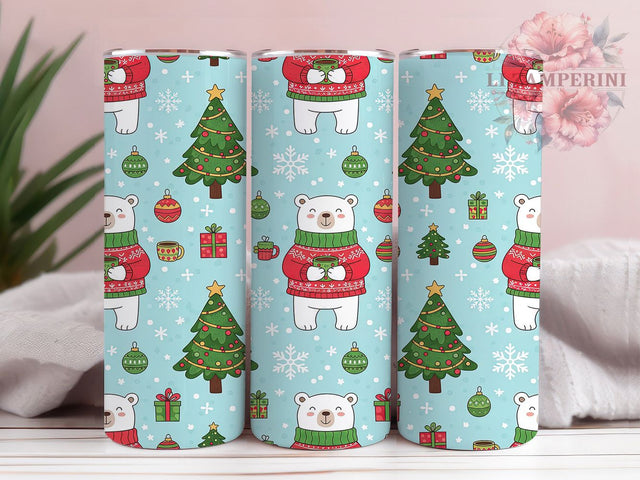 Cute Polar Bear Christmas Tumbler, Christmas Bear Wrap, Holiday Mug Design, Sublimation Wrap, Festive Drinkware, Cute Winter Gift, Arctic Christmas Cup Sublimation Li Zamperini 