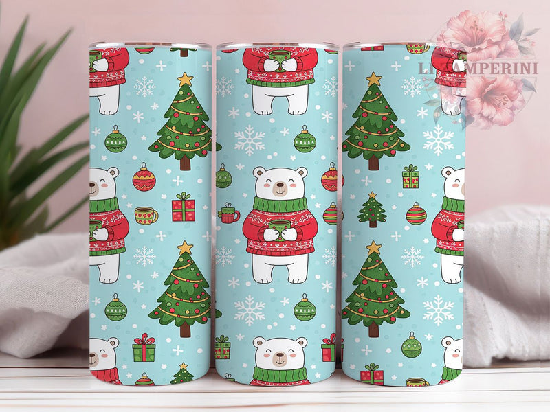 Cute Polar Bear Christmas Tumbler, Christmas Bear Wrap, Holiday Mug Design, Sublimation Wrap, Festive Drinkware, Cute Winter Gift, Arctic Christmas Cup Sublimation Li Zamperini 