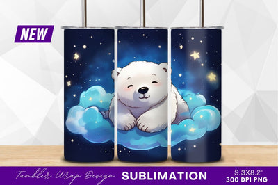 Cute polar bear dreaming on cloud night Sublimation Regulrcrative 