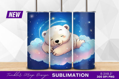 Cute polar bear sleeping on cloud Sublimation Regulrcrative 