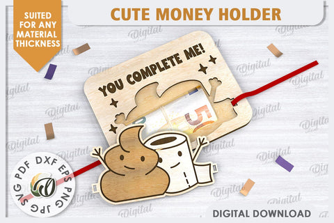 Cute Poo Money Holder Laser Cut. Money Gift Holder SVG SVG Evgenyia Guschina 