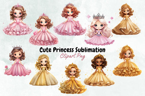 Cute Princess Sublimation Clipart Bundle Sublimation Designangry 