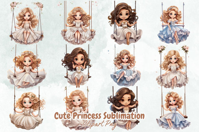 Cute Princess Sublimation Clipart Bundle Sublimation Designangry 