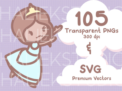 Cute Princesses Color SVG PNG Design Set SVG HalieKStudio 