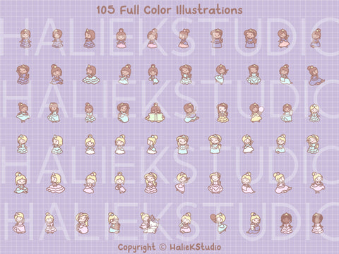 Cute Princesses Color SVG PNG Design Set SVG HalieKStudio 