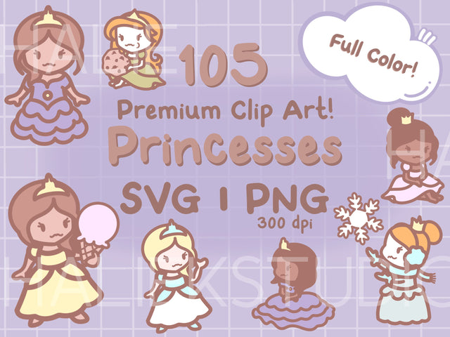 Cute Princesses Color SVG PNG Design Set SVG HalieKStudio 