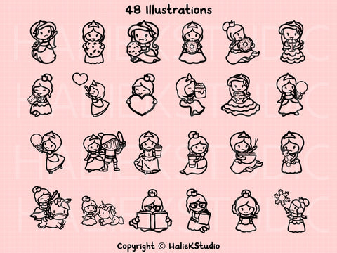 Cute Princesses SVG Design Set SVG HalieKStudio 