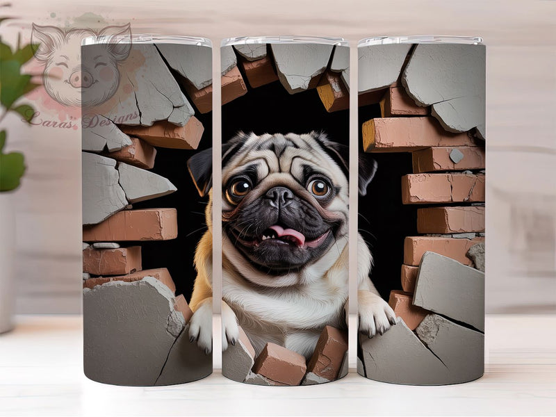 Cute Pug Dog Tumbler, Dog Lover Wrap, Cute Pug Cup, 20oz Sublimation Wrap, Stylish Dog Design Tumbler, Artistic Pug Cup, Pet Pug Theme Wrap Sublimation Lara' s Designs 