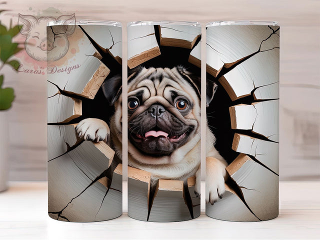 Cute Pug Dog Tumbler, Dog Lover Wrap, Cute Pug Cup, 20oz Sublimation Wrap, Stylish Dog Design Tumbler, Artistic Pug Cup, Pet Pug Theme Wrap Sublimation Lara' s Designs 