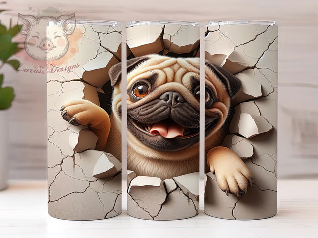 Cute Pug Dog Tumbler, Dog Lover Wrap, Cute Pug Cup, 20oz Sublimation Wrap, Stylish Dog Design Tumbler, Artistic Pug Cup, Pet Pug Theme Wrap Sublimation Lara' s Designs 