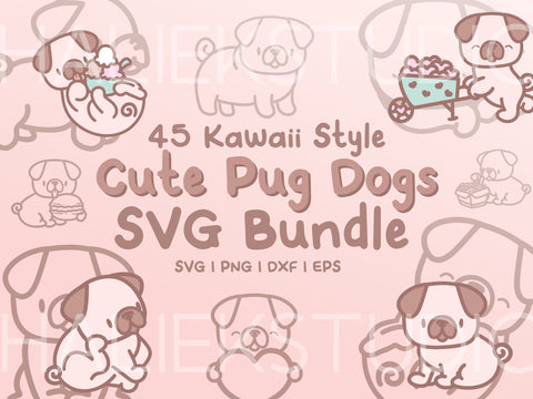 Cute Pug Dogs SVG Design Set SVG HalieKStudio 