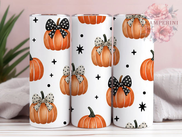 Cute Pumpkin Bow Halloween Fall Tumbler, Halloween Fall 20Oz Sublimation, Spooky Autumn Coffee Cup, Rustic Harvest Mug Wrap, Girly Halloween Drinkware Design, Farmhouse Pumpkin Cup, Trick Or Treat Tumbler Sublimation Li Zamperini 