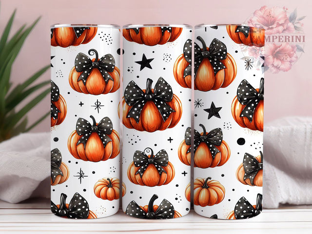 Cute Pumpkin Bow Halloween Fall Tumbler, Halloween Fall 20Oz Sublimation, Spooky Autumn Coffee Cup, Rustic Harvest Mug Wrap, Girly Halloween Drinkware Design, Farmhouse Pumpkin Cup, Trick Or Treat Tumbler Sublimation Li Zamperini 