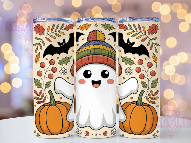 Cute Pumpkin Ghost Halloween Tumbler, Halloween Sublimation PNG, 20oz Spooky Cup Wrap, Cute Ghost & Pumpkin Design, Fall Drinkware Wrap, Trick or Treat Tumbler, Haunted Harvest Wrap Sublimation SvggirlplusArt 