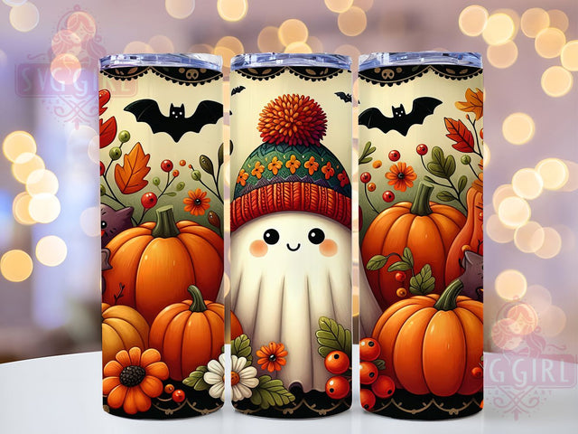 Cute Pumpkin Ghost Halloween Tumbler, Halloween Sublimation PNG, 20oz Spooky Cup Wrap, Cute Ghost & Pumpkin Design, Fall Drinkware Wrap, Trick or Treat Tumbler, Haunted Harvest Wrap Sublimation SvggirlplusArt 