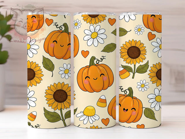 Cute Pumpkin Gingham Plaid Fall Tumbler, Autumn Plaid Cup Wrap, 20Oz Sublimation Design, Rustic Fall Coffee Mug, Farmhouse Autumn Drinkware, Pumpkin Lover Gift, Harvest Season Tumbler Sublimation Lara' s Designs 