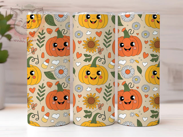 Cute Pumpkin Gingham Plaid Fall Tumbler, Autumn Plaid Cup Wrap, 20Oz Sublimation Design, Rustic Fall Coffee Mug, Farmhouse Autumn Drinkware, Pumpkin Lover Gift, Harvest Season Tumbler Sublimation Lara' s Designs 