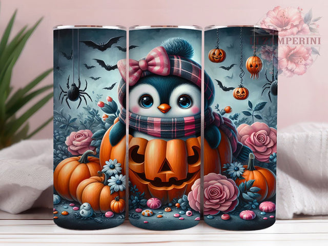 Cute Pumpkin Penguin Halloween Tumbler Wrap, Cute Halloween Mug, Penguin In Pumpkin Art, 20Oz Tumbler Wrap, Sublimation Design, Adorable Fall Drinkware, Spooky Animal Print Sublimation Li Zamperini 