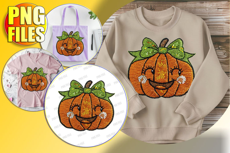 Cute Pumpkin with Bow Autumn Sublimation PNG Clipart Sublimation afrosvg 