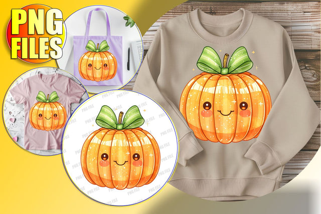 Cute Pumpkin with Bow Autumn Sublimation PNG Clipart Sublimation afrosvg 