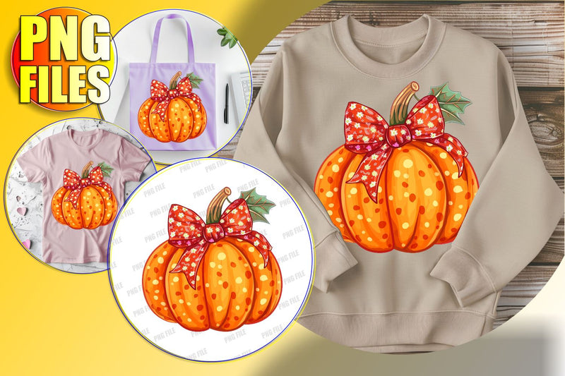 Cute Pumpkin with Bow Clipart for Halloween Sublimation Sublimation afrosvg 