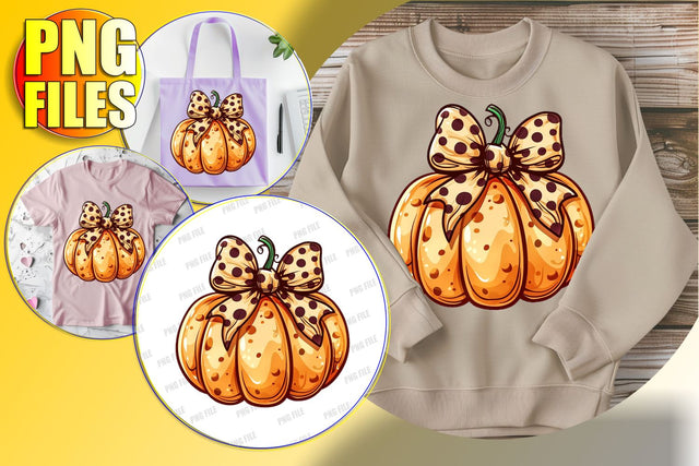 Cute Pumpkin with Bow Fall Clipart for Sublimation Sublimation afrosvg 