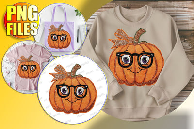 Cute Pumpkin with Bow for Autumn Embroidery Style Sublimation afrosvg 