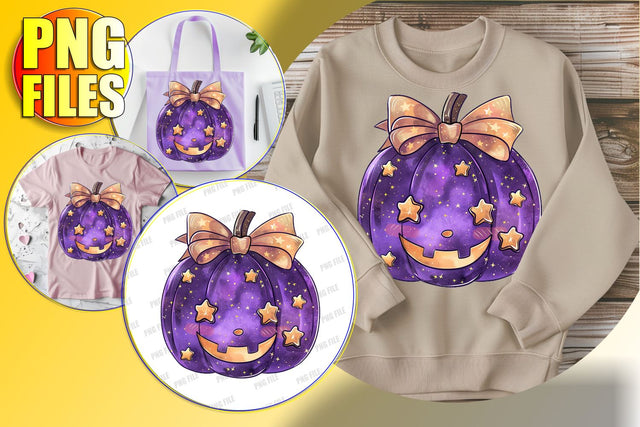 Cute Pumpkin with Bow for Sublimation - Fall Clipart PNG Sublimation afrosvg 