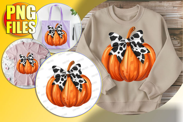 Cute Pumpkin with Bow for Sublimation - Halloween Fall PNG Sublimation afrosvg 