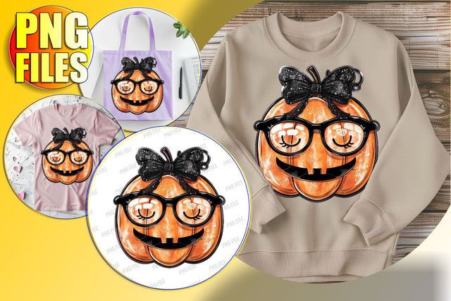 Cute Pumpkin with Bow Halloween Design - Sublimation Clipart Sublimation afrosvg 