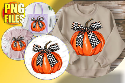 Cute Pumpkin with Bow Watercolor Sublimation PNG Sublimation afrosvg 