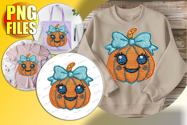 Cute Pumpkin with Glitter Bow for Halloween Design Sublimation afrosvg 