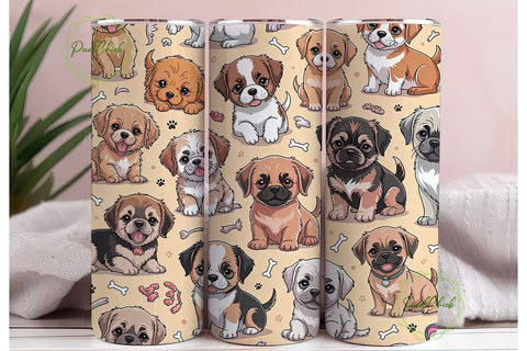 Cute Puppies 20oz Tumbler Wrap Sublimation PixelChick 
