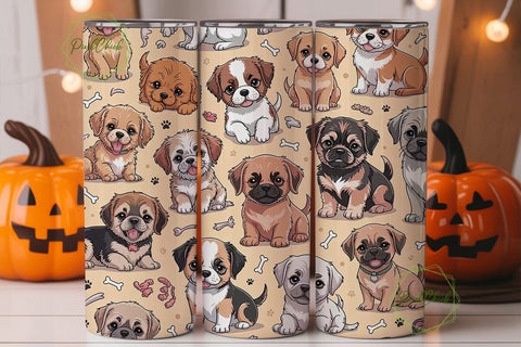 Cute Puppies 20oz Tumbler Wrap Sublimation PixelChick 