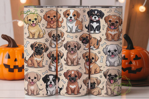 Cute Puppies 20oz Tumbler Wrap Sublimation PixelChick 