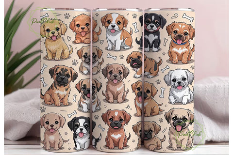 Cute Puppies 20oz Tumbler Wrap Sublimation PixelChick 