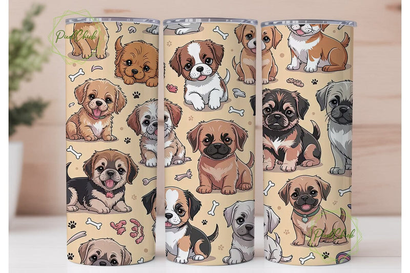 Cute Puppies 20oz Tumbler Wrap Sublimation PixelChick 