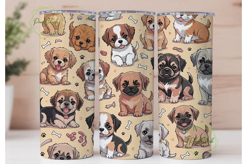 Cute Puppies 20oz Tumbler Wrap Sublimation PixelChick 