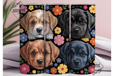 Cute Puppies and Flowers 20oz Tumbler Sublimation sassyprint 