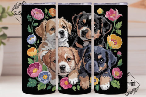 Cute Puppies and Flowers 20oz Tumbler Sublimation sassyprint 