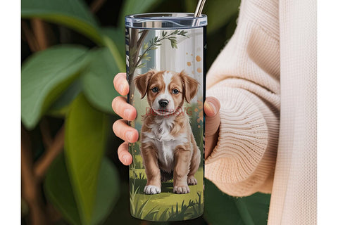 Cute Puppy 20oz Tumbler Wrap Sublimation DesignSVG 
