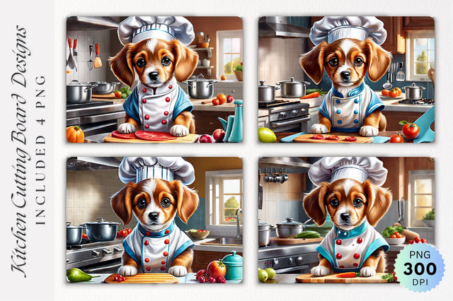 Cute Puppy Chef Cutting Board PNG Design Sublimation Regulrcrative 