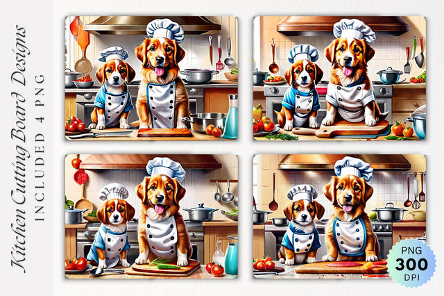 Cute Puppy Chef Cutting Board PNG Design Sublimation Regulrcrative 