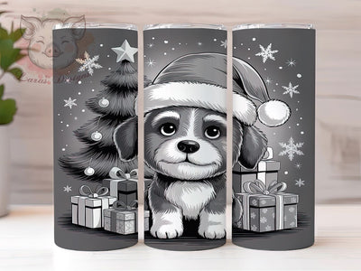 Cute Puppy Christmas Tumbler, Festive Puppy Sublimation Design, Holiday Dog Art, 20oz Xmas Tumbler, Whimsical Puppy Mug, Stylish Christmas Cup, Cozy Puppy Wrap Sublimation Lara' s Designs 