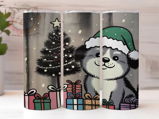 Cute Puppy Christmas Tumbler, Festive Puppy Sublimation Design, Holiday Dog Art, 20oz Xmas Tumbler, Whimsical Puppy Mug, Stylish Christmas Cup, Cozy Puppy Wrap Sublimation Lara' s Designs 