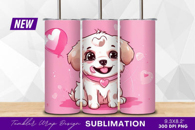 Cute Puppy Dog Valentine Pink Design Sublimation Regulrcrative 