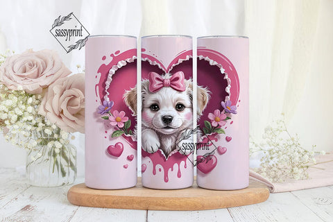 Cute Puppy Heart 20oz Tumbler Design Sublimation sassyprint 