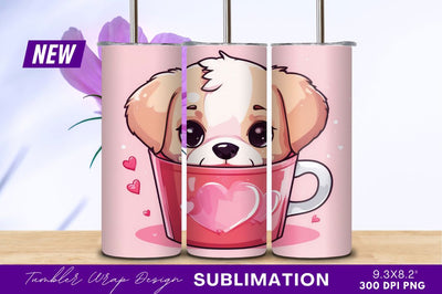 Cute Puppy In Love Tumbler Png Sublimation Regulrcrative 