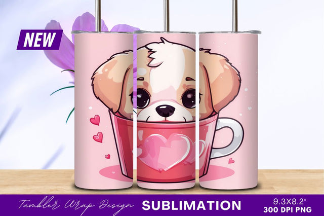 Cute Puppy In Love Tumbler Png Sublimation Regulrcrative 